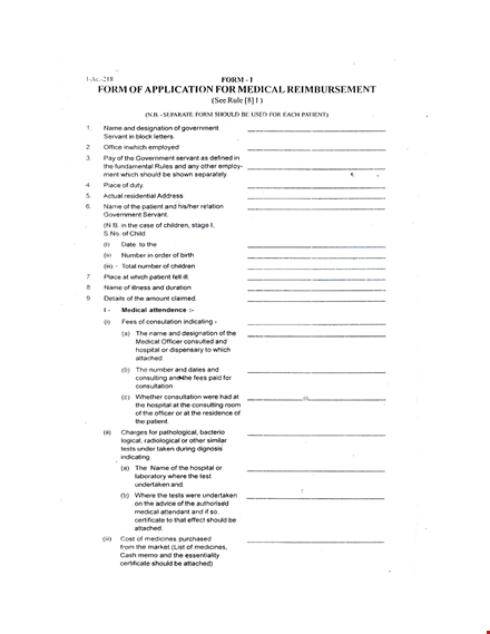 medical reimbursement form template