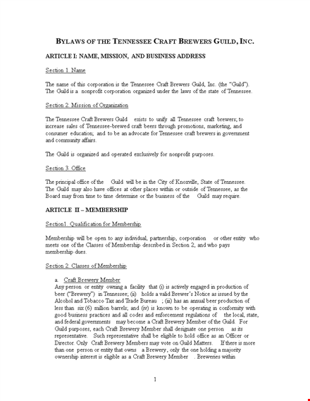 corporate bylaws: meeting section & board | download templates - guild template