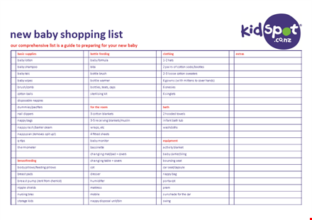 essential baby shopping list: printables for nappy, cotton, bottle template