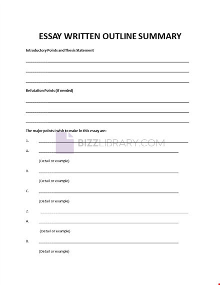 essay written outline summary template