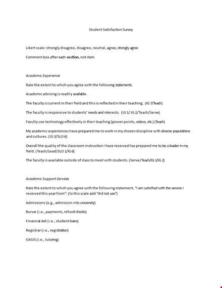 academic students' satisfaction survey: agree to what extent - likert scale analysis template