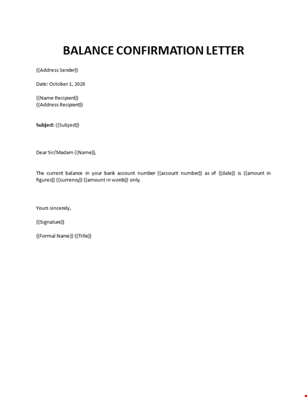balance confirmation letter template