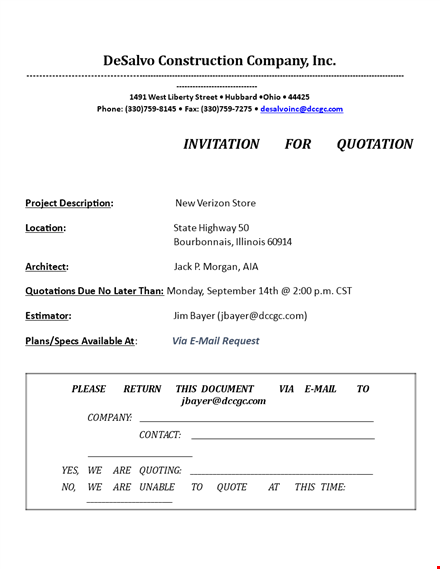 construction company quotation template