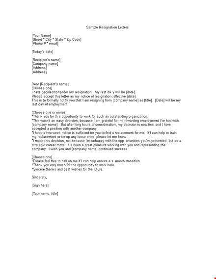 personal resignation letter in doc template