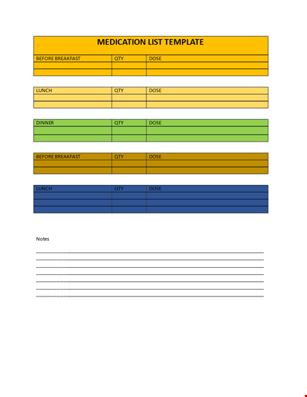 medication schedule template - organize your day with a lunch, before breakfast plan template