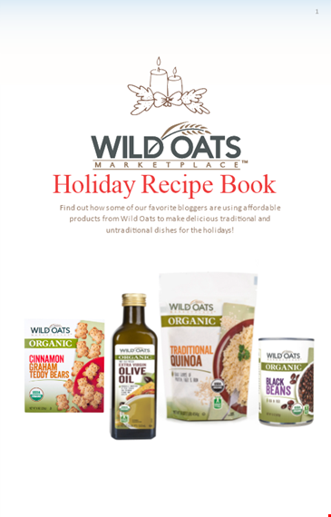 holiday recipe book template | organic & marketplace recipes template