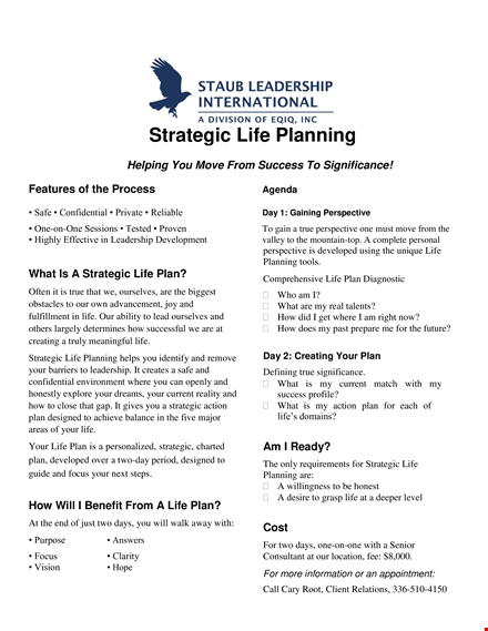 strategic life plan pdf template