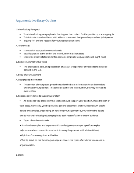 how to build a strong argument: essay outline template for evidence-based position template