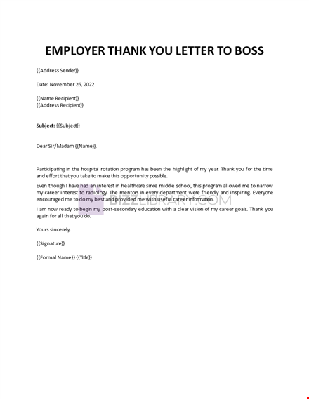 thank you letter to hospital management template