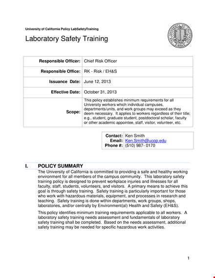 lab safety training - essential policy and training for laboratory safety template