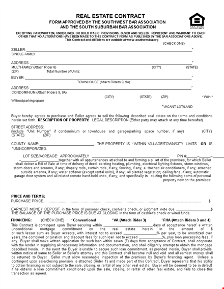 real estate contract form for closing - buy & sell with seller & buyer template