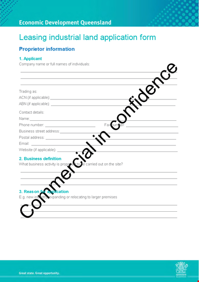 industrial land lease application form template