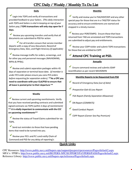 monthly to do checklist template template