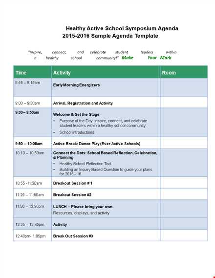 school symposium agenda: promoting healthy activities for students template