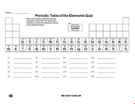 download printable periodic table with atomic elements and blanks for free template