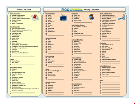 packing list template - streamline your travel preparation template