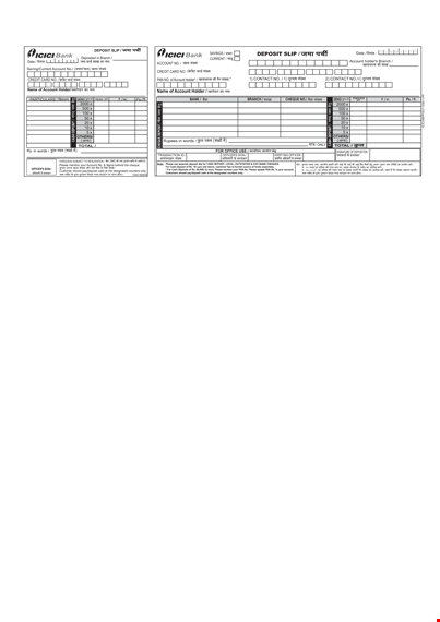 bank deposit slip template template