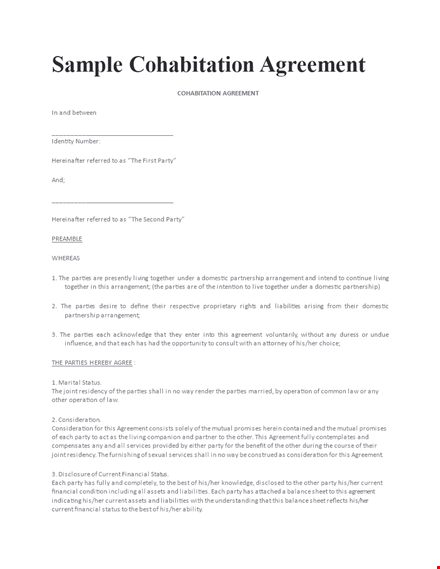 cohabitation agreement template