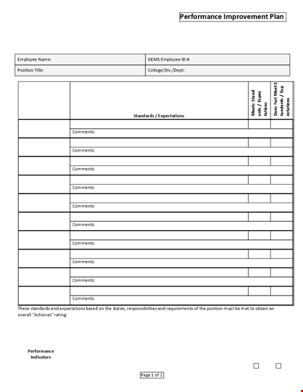 improve performance with our employee pip template download now template