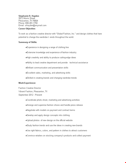 creative director job details template