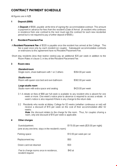 example contract payment schedule: ensure on-time payments for residents template