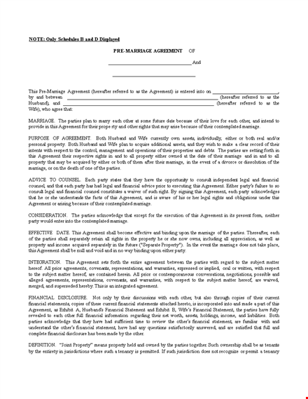 marriage contract template - agreement for property between parties template