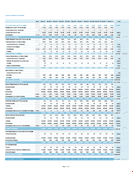 channel marketing budget template template