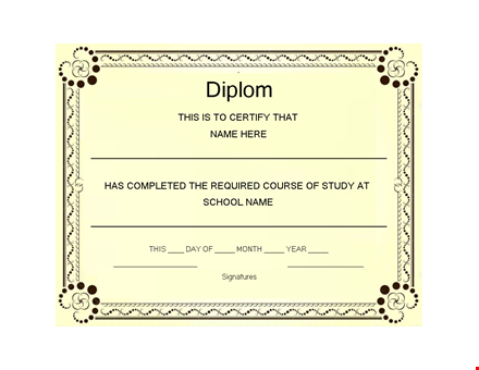 certify your completed diploma with our diploma template template