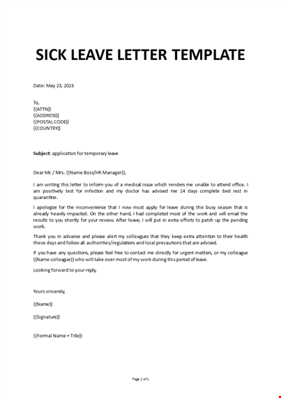 leave request letter template template