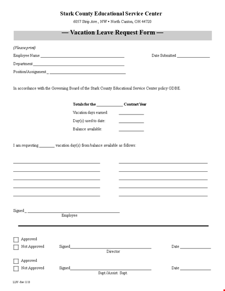 request your approved vacation now: fill & sign the form | stark template