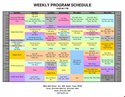 weekly program schedule template template