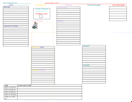 get organized with our daily planner template - daily, weekly, and note sections included template