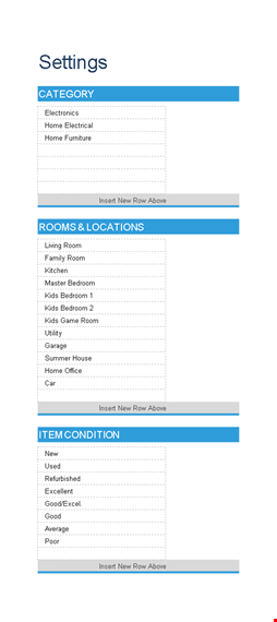 house inventory template