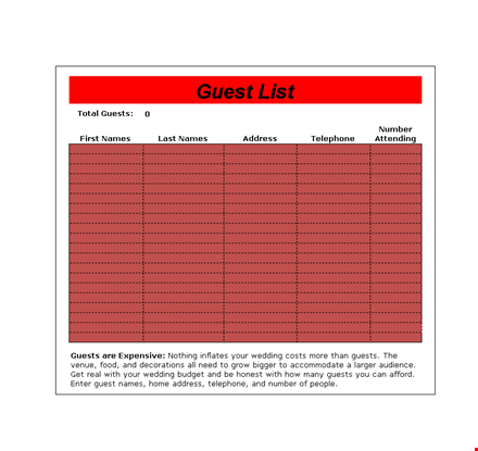 easily organize your wedding guests with our guest list template template