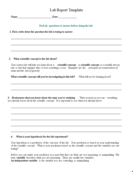 how to write a lab report template for scientific experiments - examples and variables template
