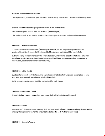 partnership agreement template template