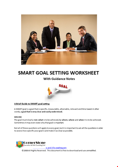 easy smart goals template for effective goal setting template