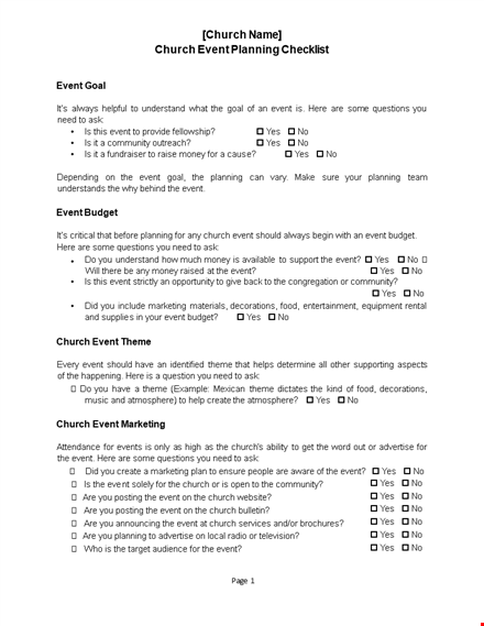 sample church event planning checklist template