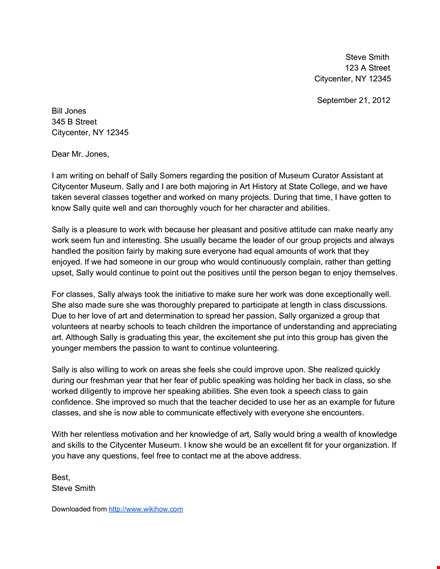 expertly written letter of recommendation for sally | group references | citycenter template