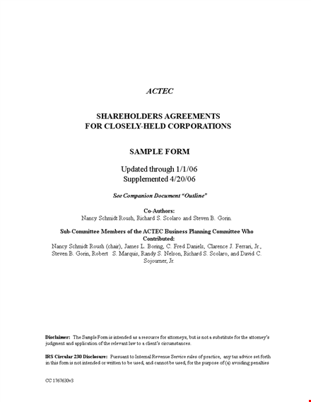 sample nominee shareholder agreement template template