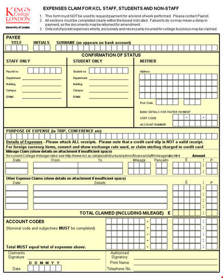 expense claim form template excel template