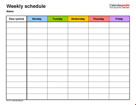 weekly work schedule template template