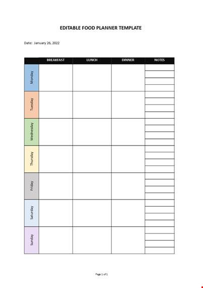 meal planner template  template