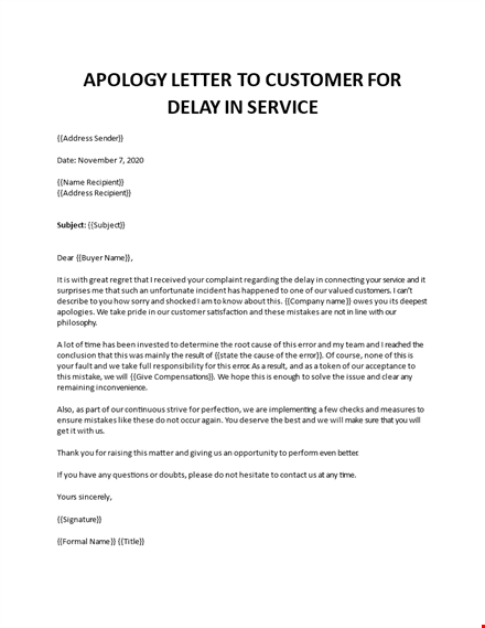 sample apology letter to customer for delay in delivery template