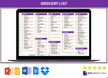 grocery checklist template