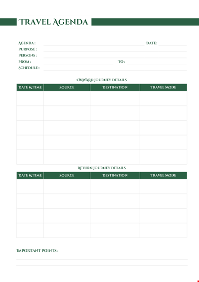 travel agenda example a template