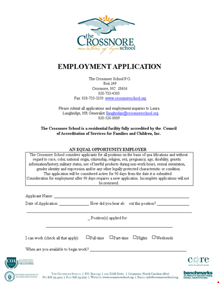 employment application template - apply for a position today template