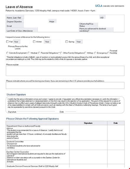 leave of absence template for students and child | handle absences efficiently template