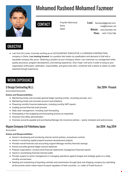 construction company accountant resume template