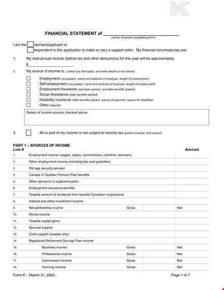 partnership income statement format template